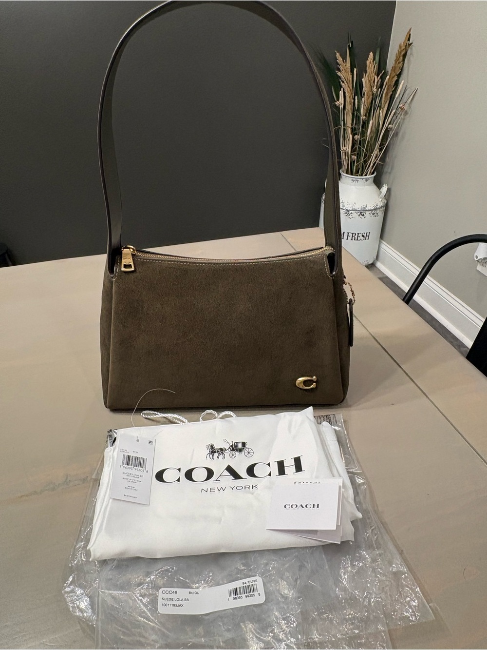 Coach Lola Bag in Olive Suede – New with Tags - Picture 3 of 12